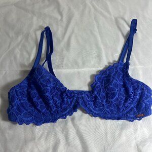 Victoria's Secret PINK Bra 32A Blue Lace Underwire